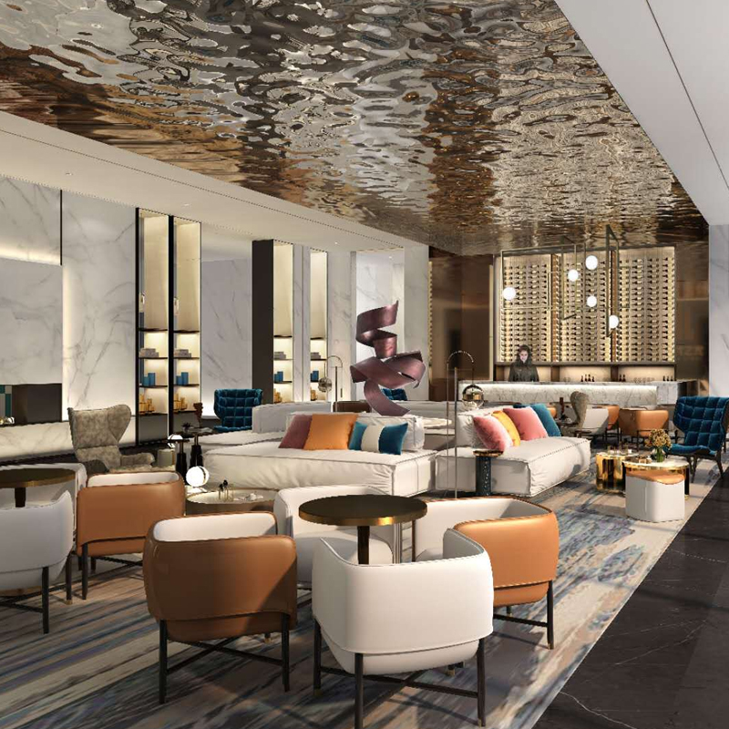 America Stainless Steel Water Ripple Ceiling Panels Luxury Decorative Metal Ceiling for Commerc