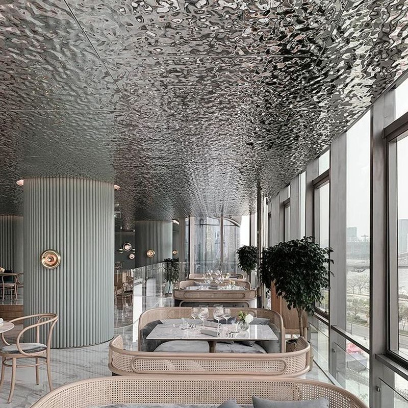 Europe Stainless Steel Water Ripple Ceiling Panels Architectural Decorative Metal Ceiling Syste