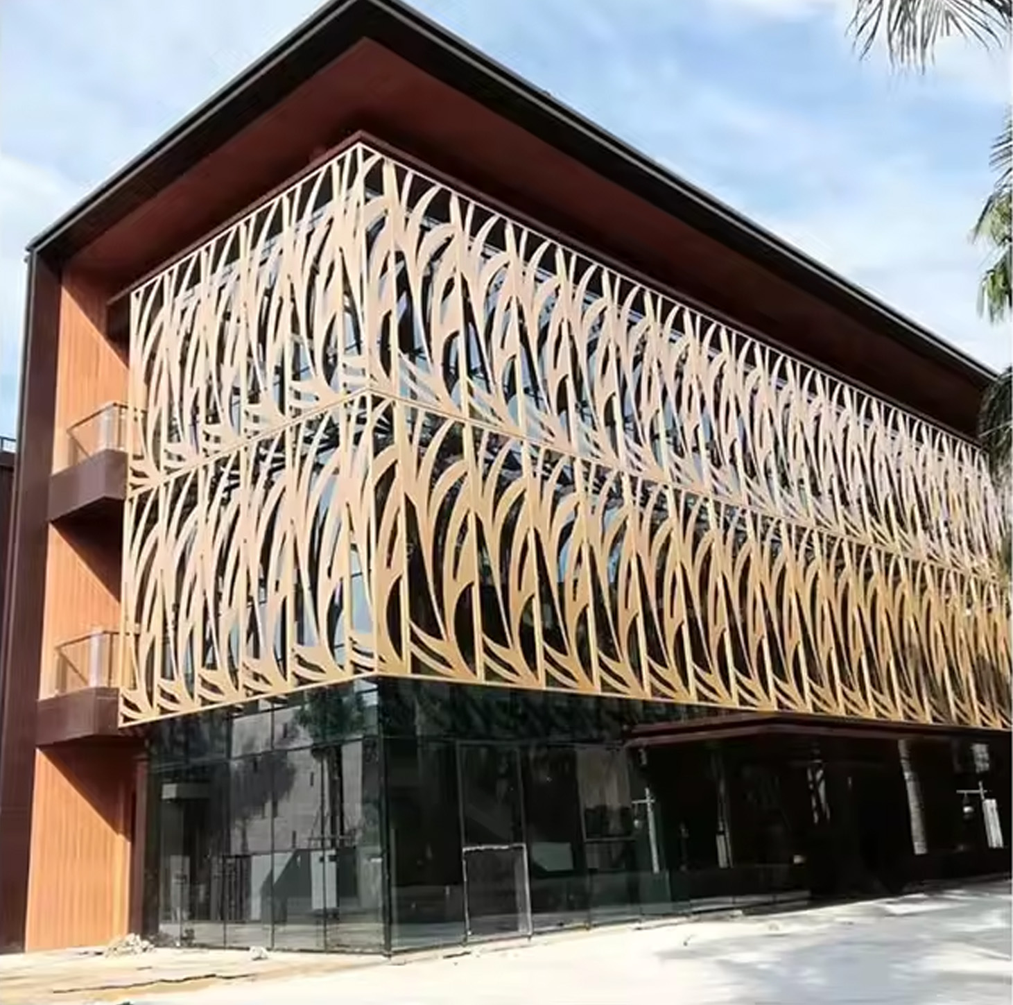 Decorative Perforated Screen Laser Cut Metal Facade Curtain Wall Cladding Steel Curtain Wall Ou