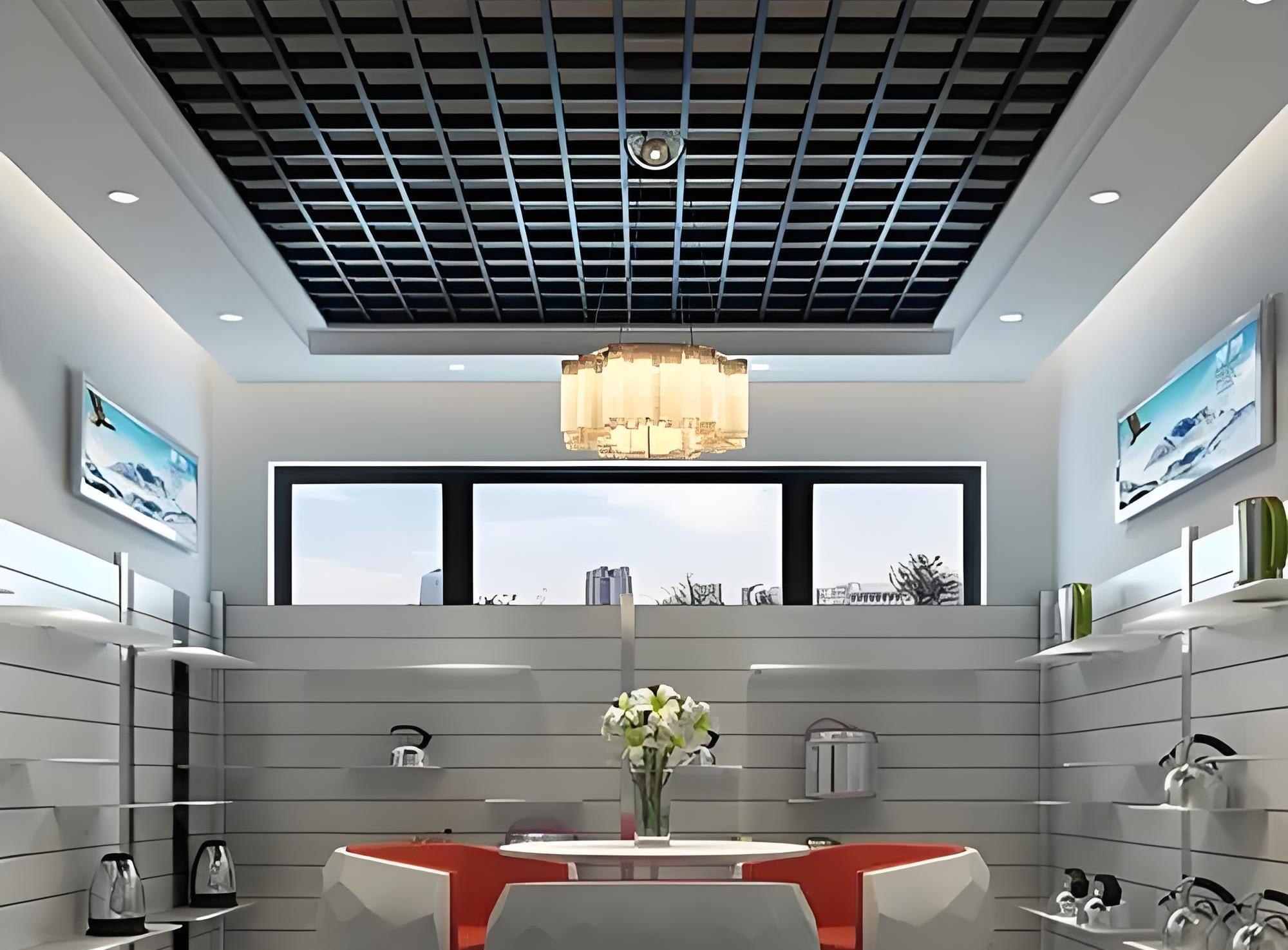 Customizable Design with Suspended Perforated Metal Mesh Ceiling Panels